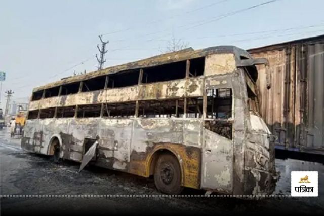 udaipur bus fire in jaipur