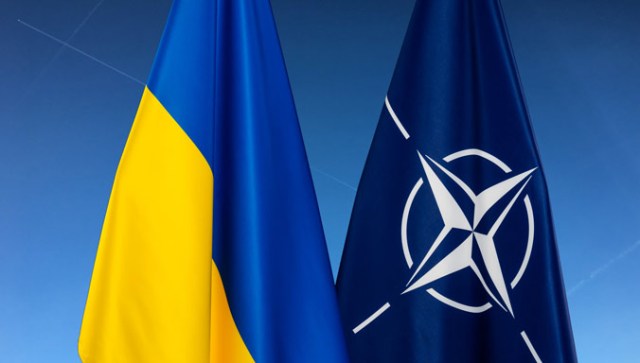 Ukraine and NATO flags