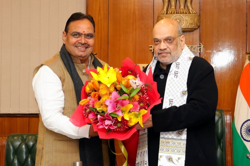 CM Bhajan Lal meeting with amit Shah