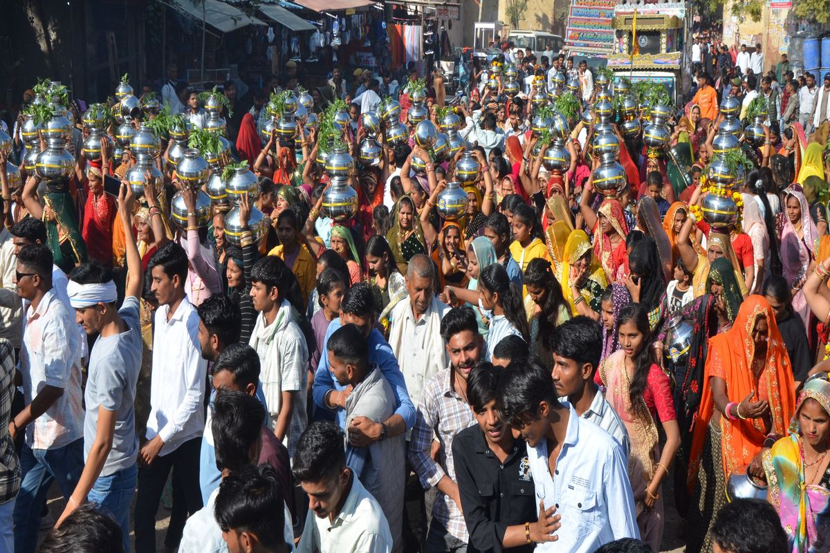 भगवान देवनारायण जन्मोत्सव पर निकाली कलश यात्रा में उमड़े श्रद्धालु