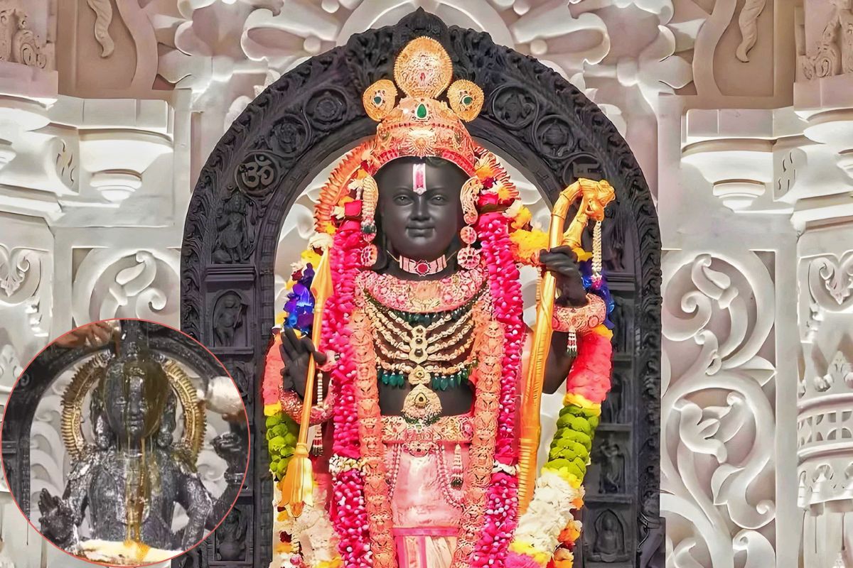 रामलला का पंचामृत अभिषेक के बाद पीतांबर वस्त्र में श्रृंगार, सीएम योगी ने की
पूजा