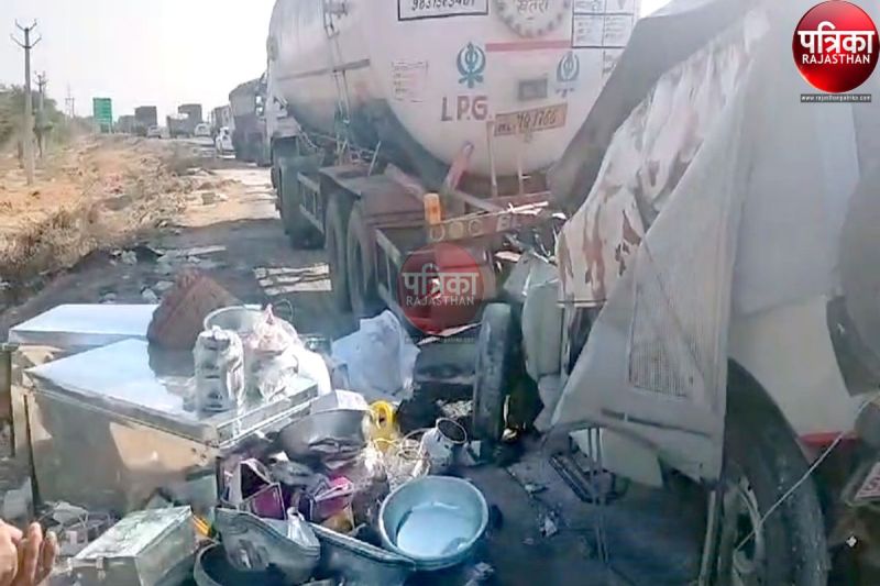 राजस्थान में भीषण सड़क हादसा : गैस से भरे टैंकर में घुसी जीप, दो लोगों की दर्दनाक मौत