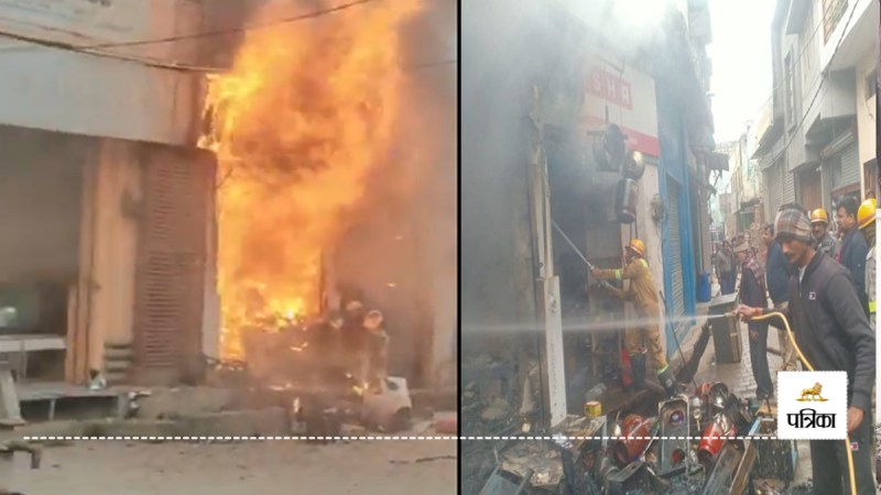 fire broke in LPG gas shop due to short circuit in Moradabad