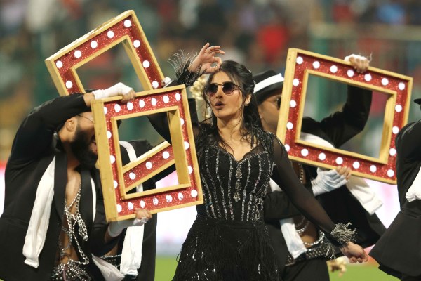 Indian Actress Shruti Hasan performing during the WPL match 
