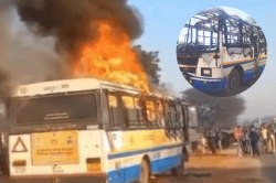 Fire in Roadways Bus: खाटूश्यामजी लक्खी मेले में जा रही रोडवेज बस बनी आग का
गोला, 47 यात्री थे सवार - image