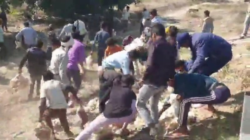 लखनऊ आगरा एक्सप्रेसवे पर मुर्गी की लूट