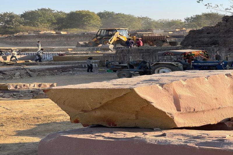 Illegal mining in the pasture located in Khadipur