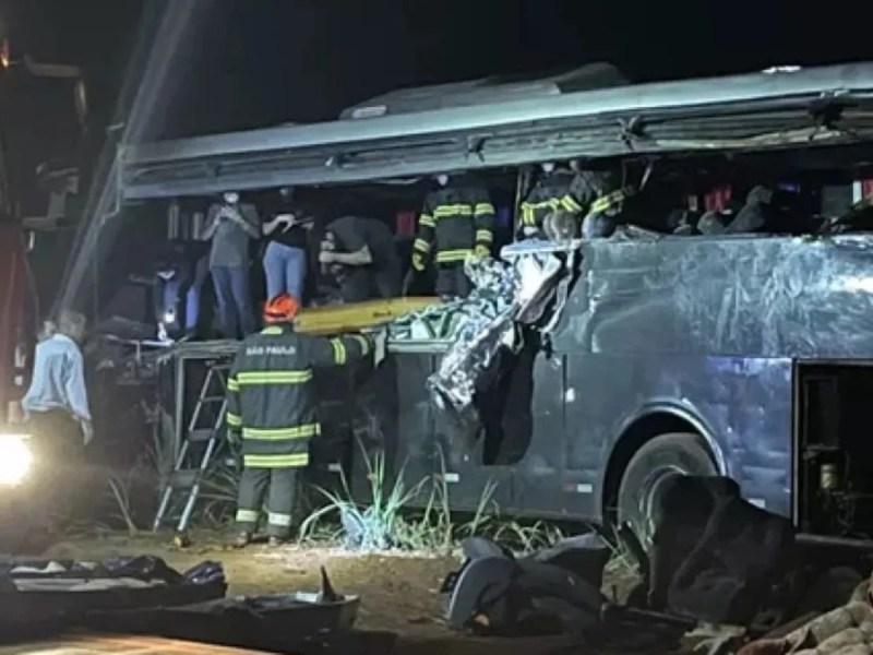 Bus and truck collision in Brazil