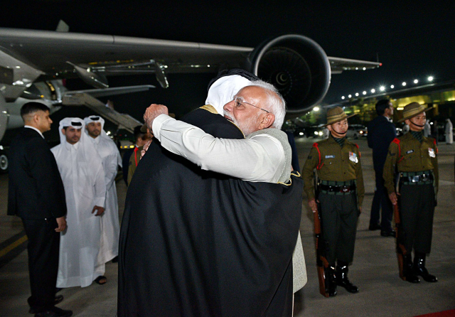Amir of the State of Qatar, Tamim Bin Hamad AL Thani arrives in New Delhi, PM Modi Welcome