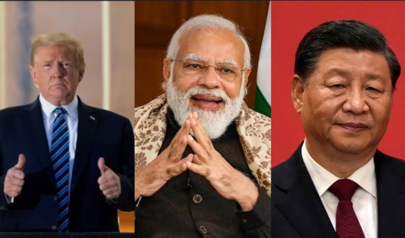 American President Donald Trump, Indian Prime Minister Narendra Modi and Chinese President Xi Jinping