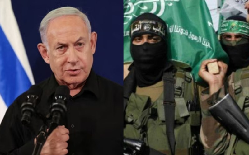 Benjamin Netanyahu and Hamas terrorists