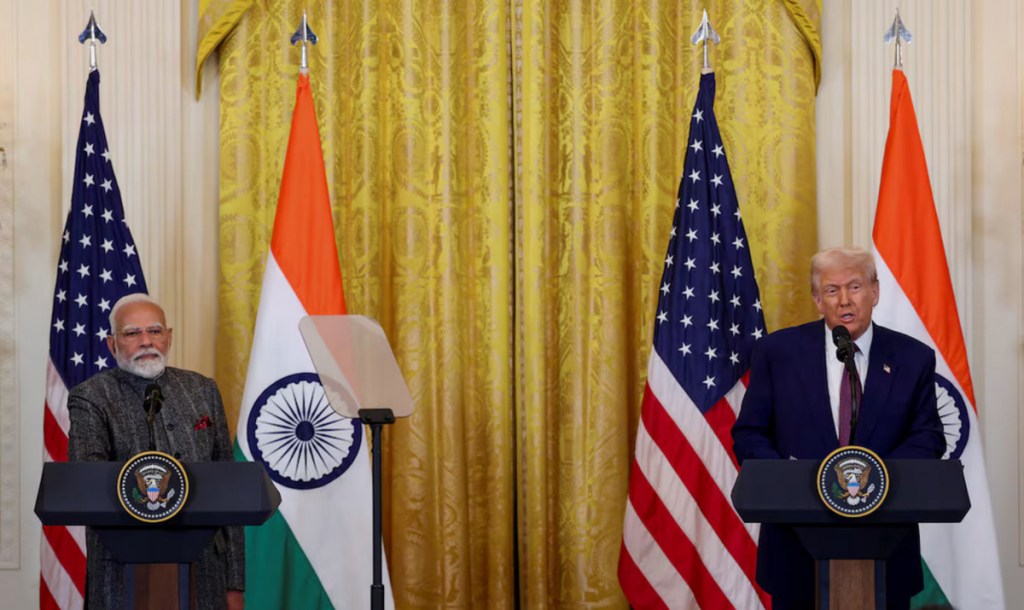 Indian Prime Minister Narendra Modi in joint PC with US President Donald Trump