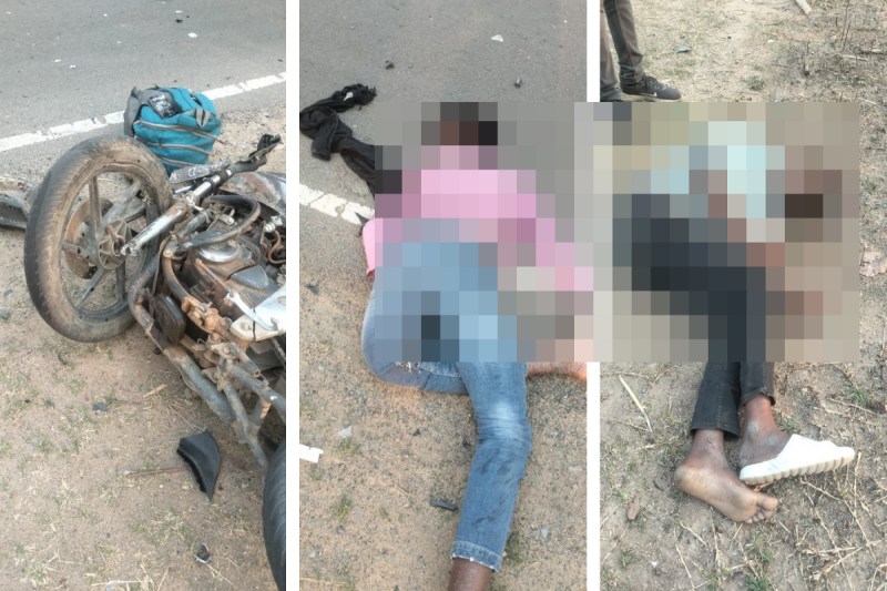 Huge road accident: 2 बाइक में आमने-सामने जबरदस्त भिड़ंत, 3 युवकों की मौत