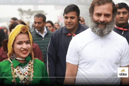 Himani Narwal with Congress leader Rahul Gandhi