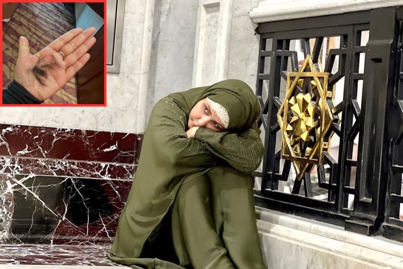 Hina-khan-umrah-breast-cancer-treatment hair loss post