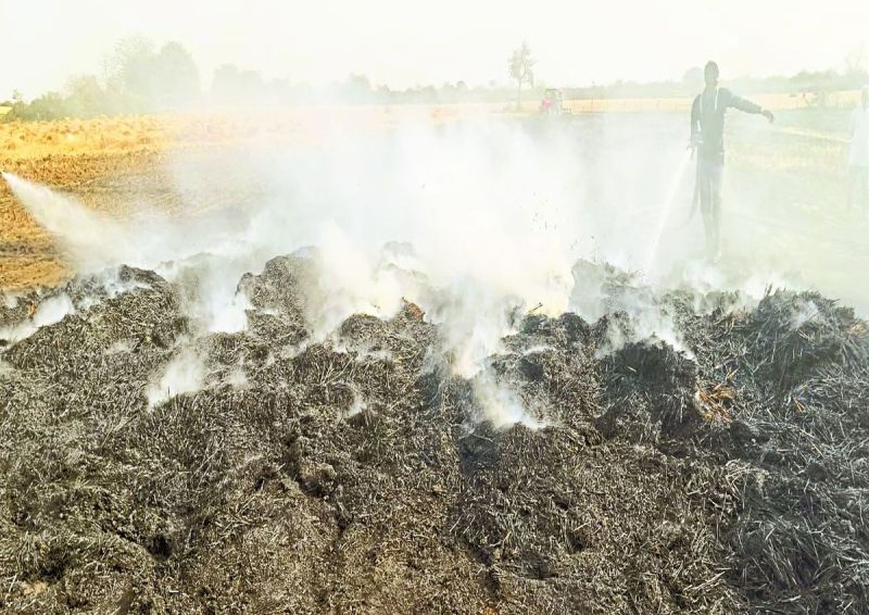 ग्रामीणों के सहयोग से ट्रैक्टर व अन्य कृषि यंत्रों के द्वारा और पानी का छिडक़ाव कर आग पर काबू पाया लेकिन तब तक 25 बीघा तक की गेहूं की फसल जलकर राख हो चुकी थी।