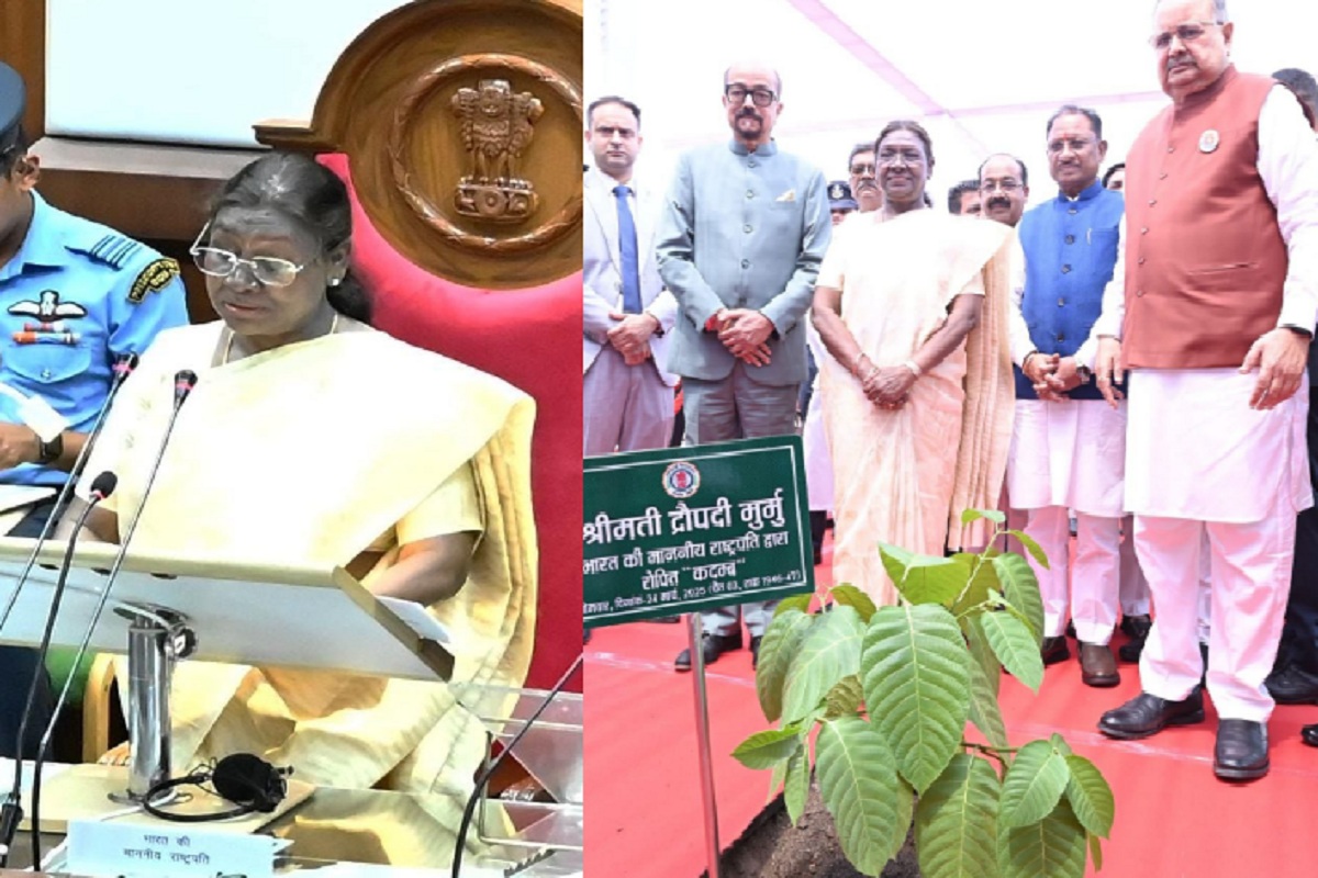 President Draupadi Murmu: राष्ट्रपति द्रौपदी मुर्मु विधानसभा में एक घंटे 20 मिनट तक रहीं, परिसर में कदम्ब का पौधा भी रोपा