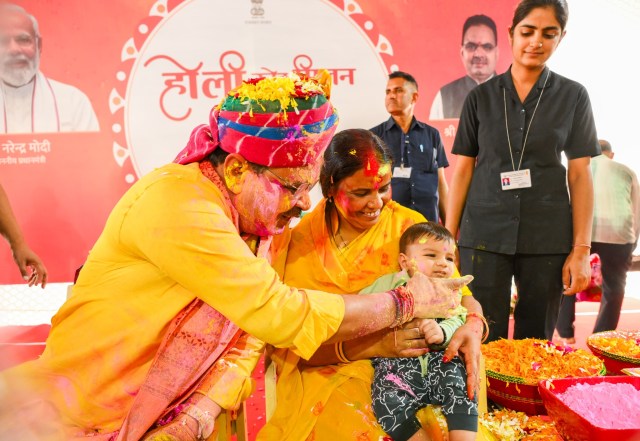 cm bhajan lal holi celebration