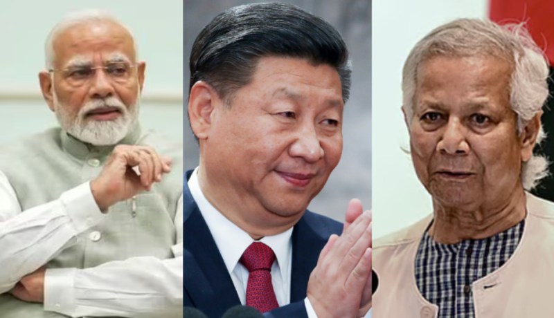 Indian Prime Minister Narendra Modi, Chinese President Xi Jinping and Bangladeshi Interim Leader Muhamamd Yunus