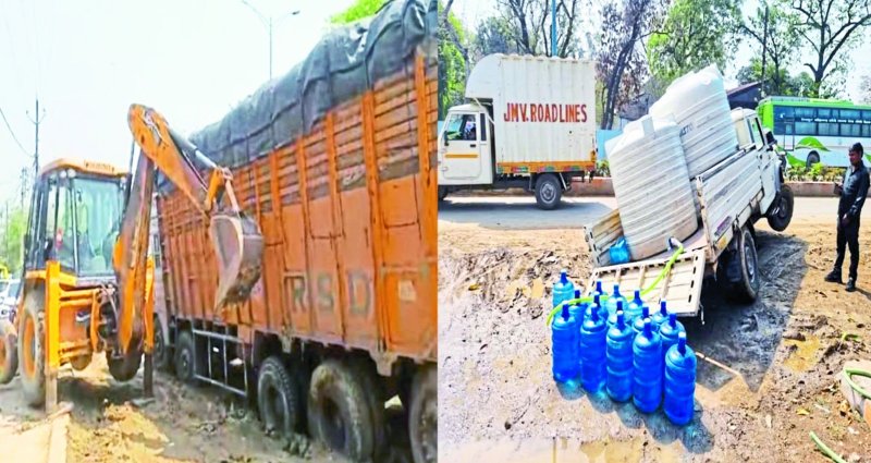 बारिश ने सीवरेज लाइन के कार्यों की गुणवत्ता की खोली पोल