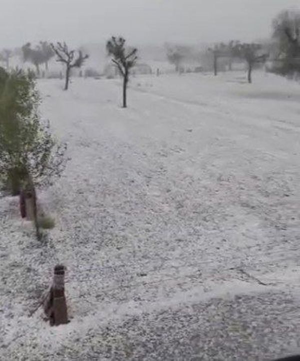 Stormy rain with hail, blanket of hail, see pictures