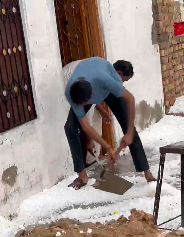 Stormy rain with hail, blanket of hail, see pictures