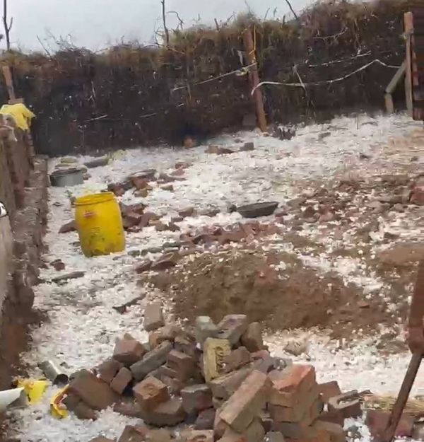 Stormy rain with hail, blanket of hail, see pictures