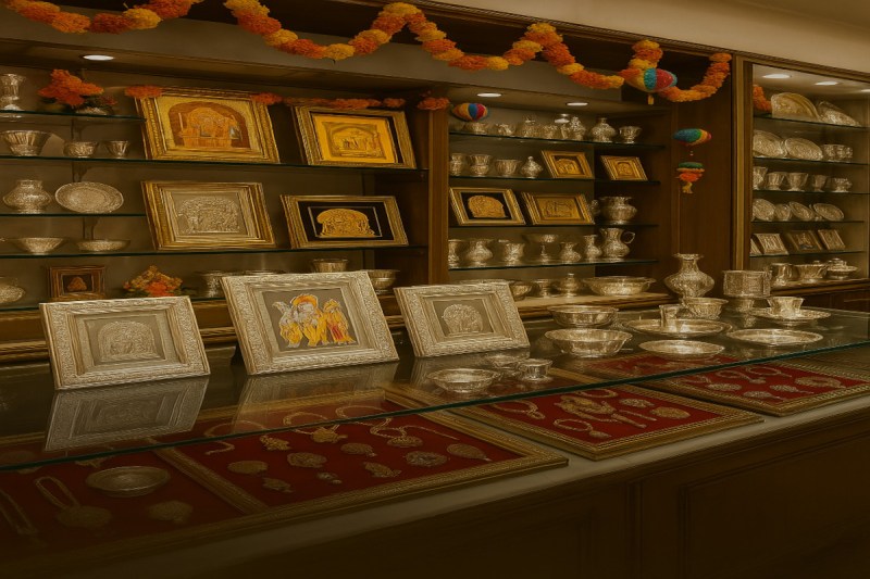 धार्मिक उल्लास के साथ बढ़ी बाजारों की रौनक, चांदी और गोल्ड फॉइल के फ्रेम ने खींचा ग्राहकों का ध्यान