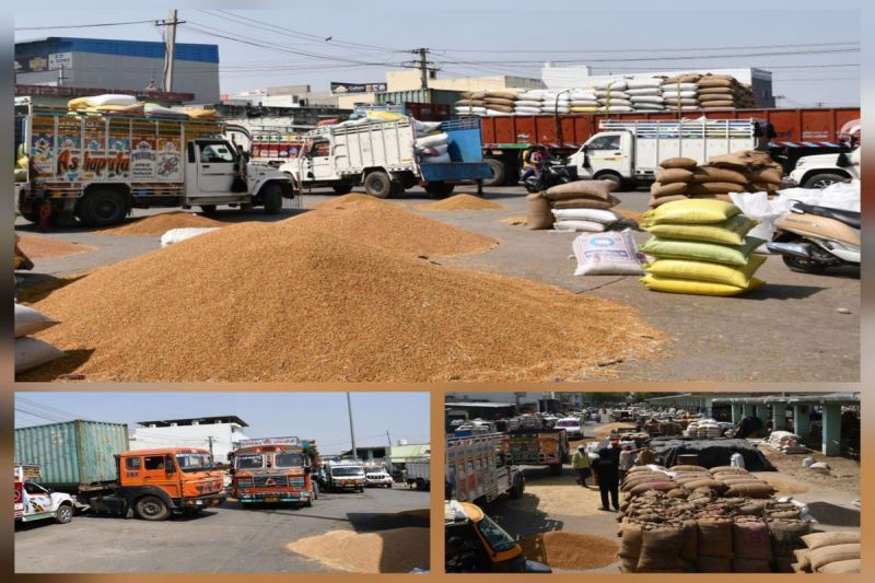 What kind of negligence is this in the agricultural market, piles of grains in the middle of the road, vehicles blocking the way
