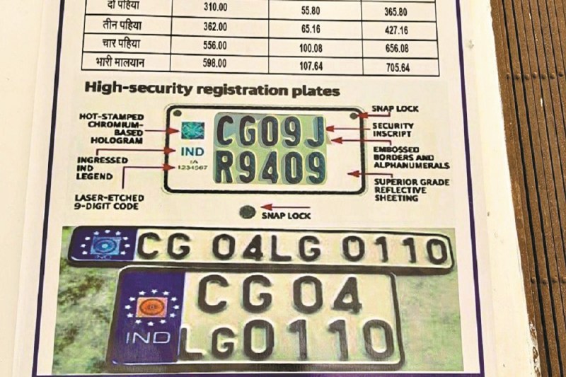 CG News: 2019 से पहले के सभी वाहनों में लगाने होंगे नए नंबर प्लेट्स, दो पहिया वाहन के लिए इतनी है शुल्क