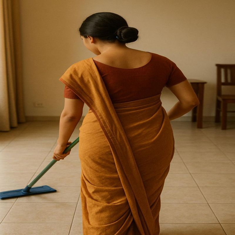 woman working in house