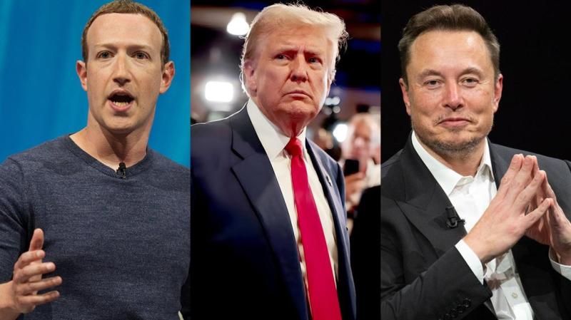 Mark Zuckerberg, Donald Trump and Elon Musk