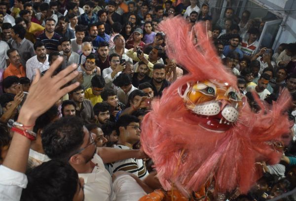 Lord Narasimha appeared after tearing the pillar, killed Hiranyakashyap, echoed cheers
