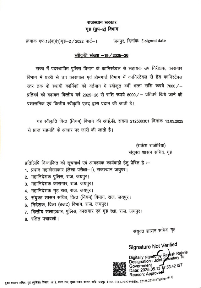 गृह विभाग का आदेश