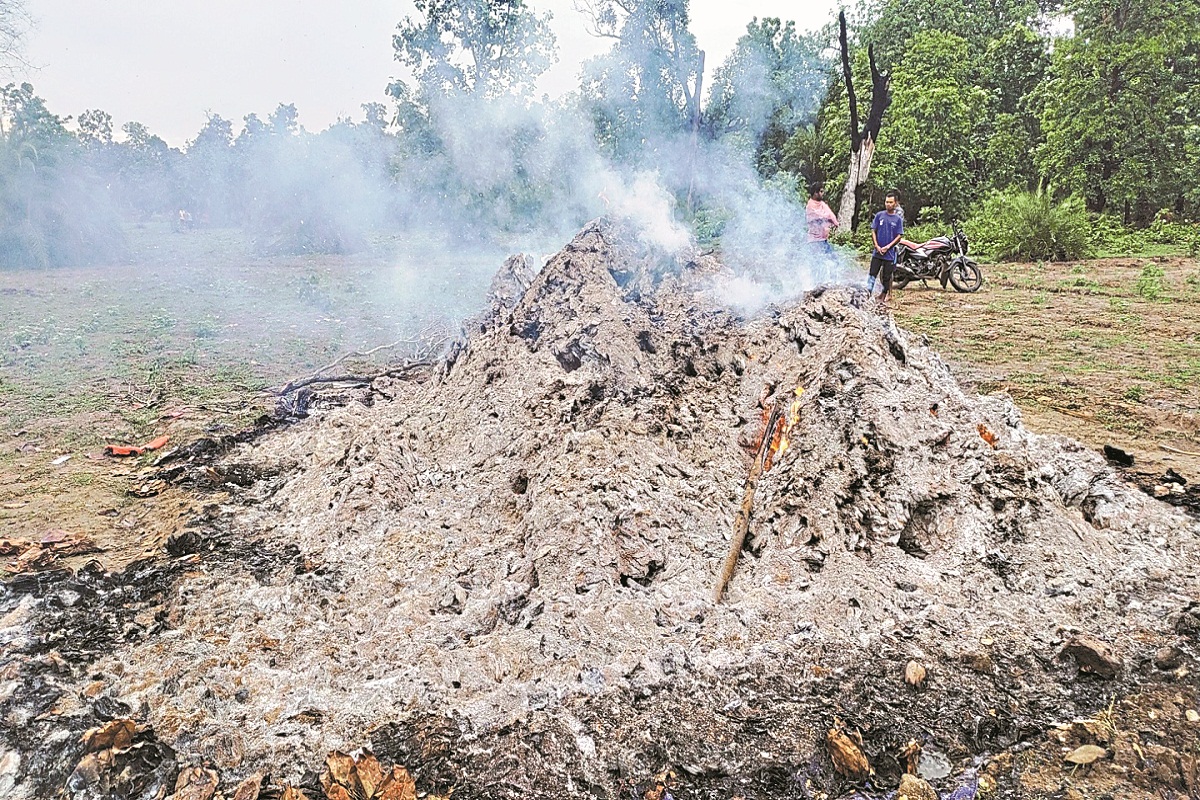 CG News: तेंदूपत्ता के तीन फड़ों में लगी भीषण आग, लाखों का पत्ता जलकर राख