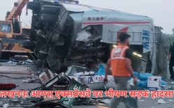 कानपुर में लखनऊ-आगरा एक्सप्रेसवे पर बड़ा हादसा: दो बसों की टक्कर में दर्जनों
यात्री घायल, तीन की हालत गंभीर - image