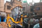 Bulldozer action against encroachment in Faridabad