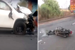 दर्दनाक हादसे में 3 की मौत, तेज रफ्तार कार ने बाइक को मारी टक्कर - image