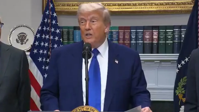 US President Donald Trump addressing an event at the White House