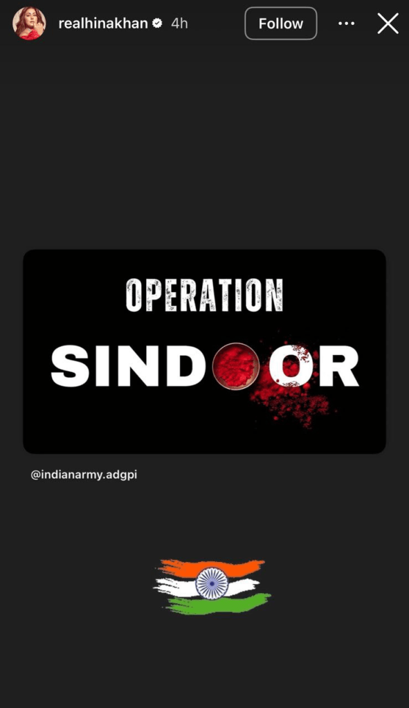 Bollywood Celebrity Post on Operation Sindoor