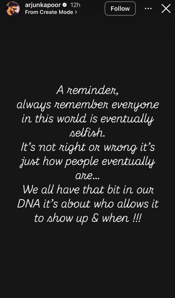 Arjun Kapoor Post After Malaika Arora Breakup