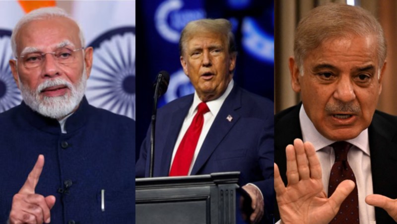 India Prime Minister Narendra Modi, American President Donald TRump and Pakistani PM Shehbaz Sharif