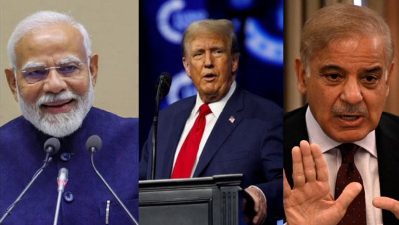 India Prime Minister Narendra Modi, American President Donald TRump and Pakistani PM Shehbaz Sharif