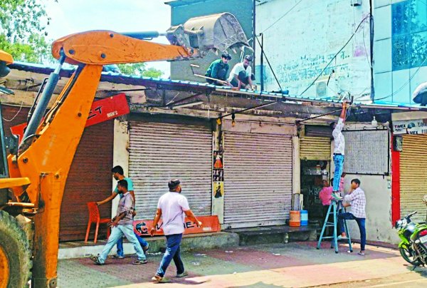 JCB used to remove encroachment