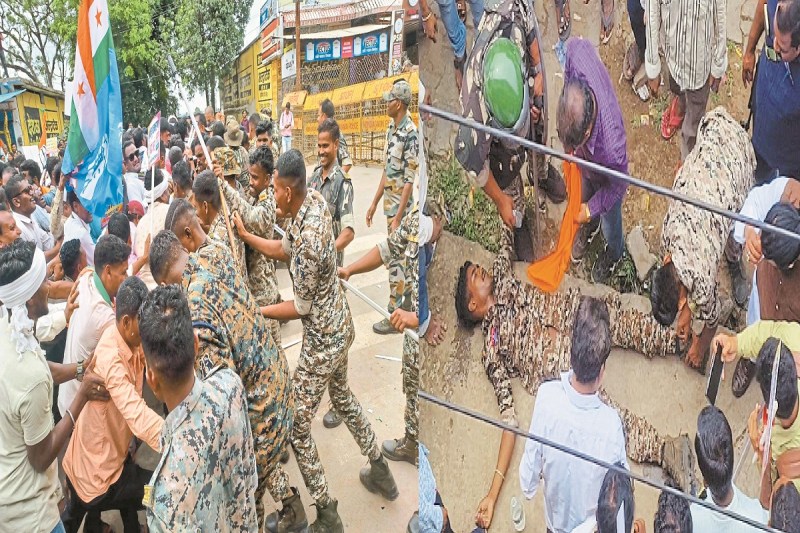 युक्तियुक्तकरण के विरोध में कांग्रेस की ‘शिक्षा न्याय यात्रा’ (Photo source- Patrika)