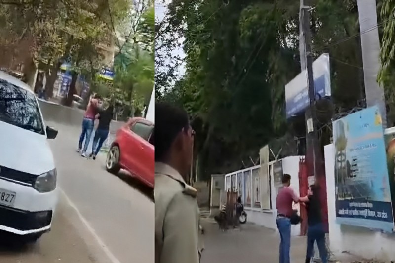 प्रेमिका के बाल पकड़कर प्रेमी ने घसीटते हुए थाने में घुसाया, वीडियो वायरल फोटो सोर्स : Social Media
