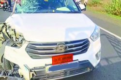 उज्जैन नपा अधीक्षक यंत्री की कार ने मारी टक्कर, बाइक सवार घायल - image