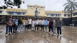 एनएसयूआई पदाधिकारियों ने कॉलेज परिजन में मचाया हो हंगामा, जमकर की नारेबाजी - image