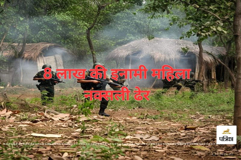 8 लाख की इनामी महिला नक्सली ढेर, हथियार बरामद, अन्य नक्सली जंगल में फरार(photo-patrika)