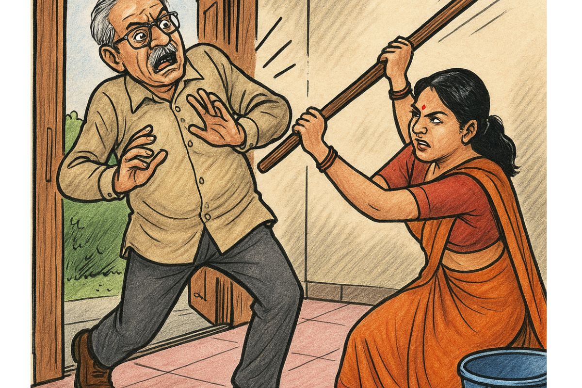 जूते पहनकर घर में घुसना ससुर को पड़ा भारी… पोछा लगा रही बहू ने डंडों से की पिटाई